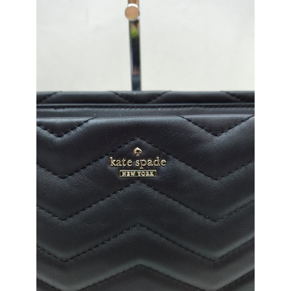 Kate Spade New York Black Leather Quilted Chain Strap Zipper Shoulder Bag - Picture 4 of 16